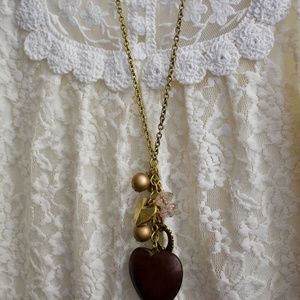 Long Heart Charm Necklace